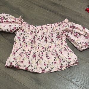 Floral Pink Off-Shoulder Top